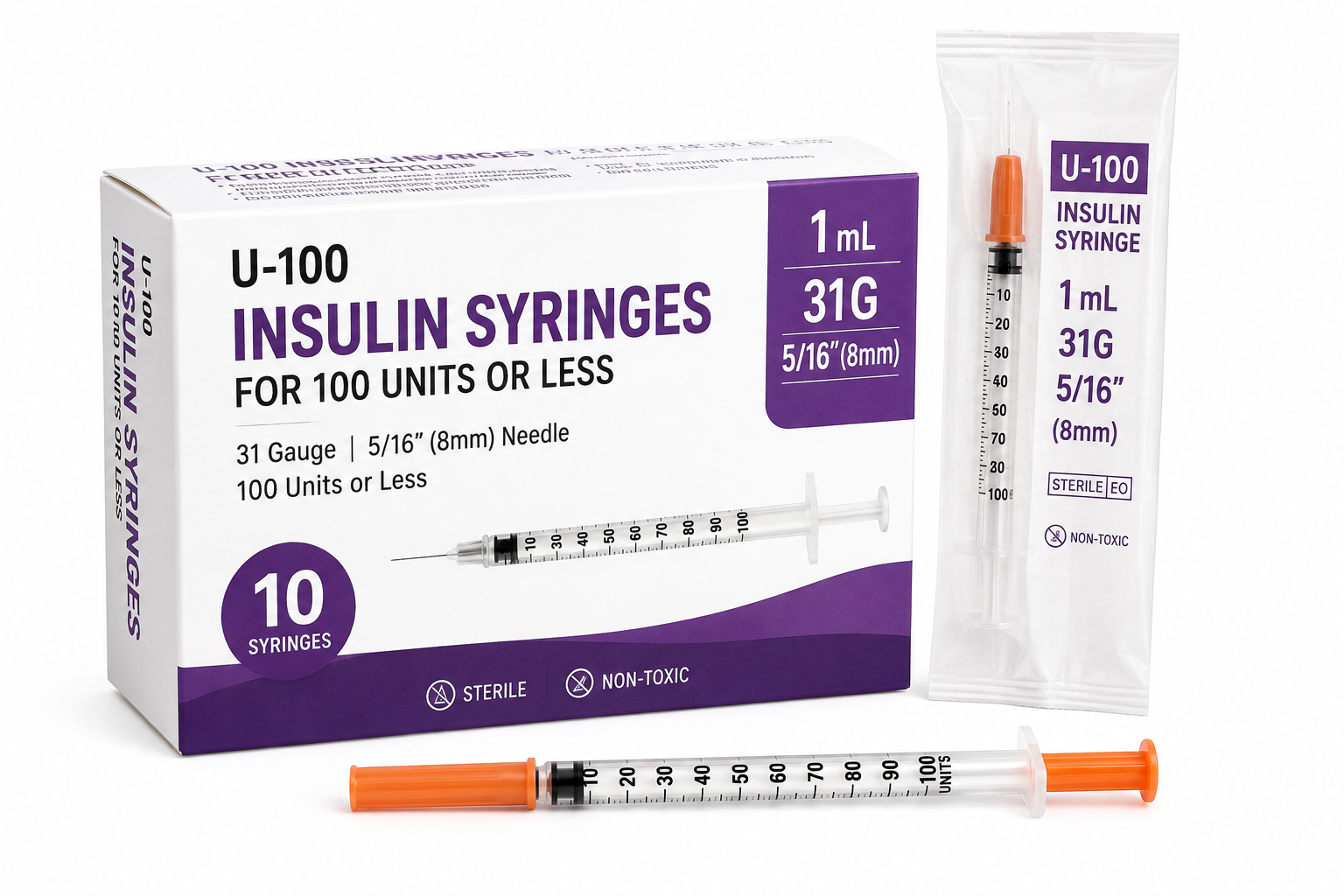 Pack of 10 insulin syringe